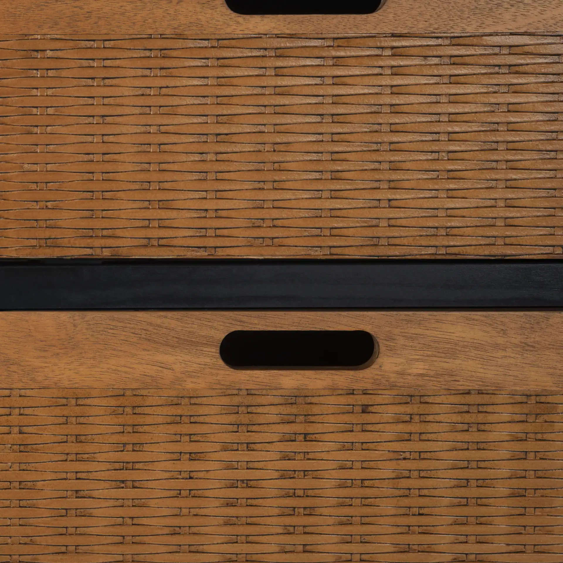 Landers Six-Drawer Storage Unit in Honey Brown in a styled room