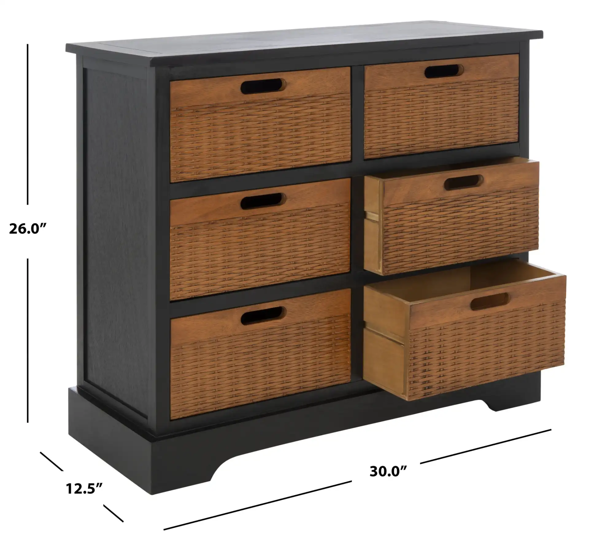 Landers Six-Drawer Storage Unit in Honey Brown, detail view