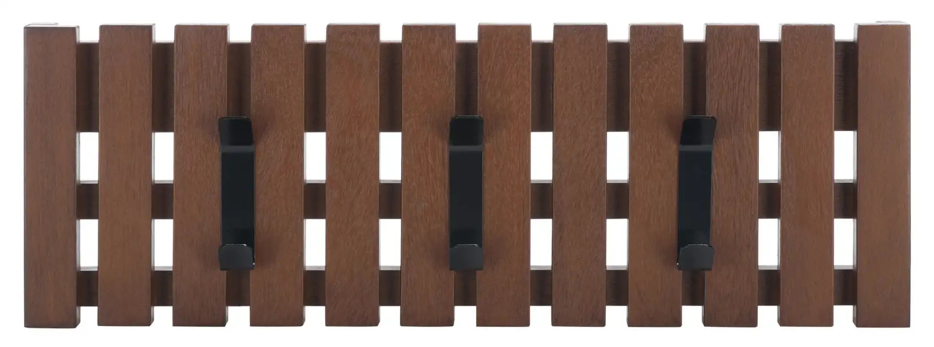Cato Three-Hook Wall-Mount Coat Rack in Brown
