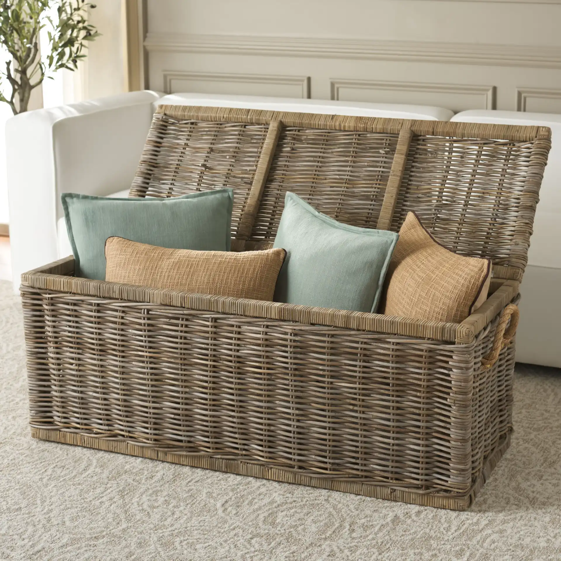 Elyse Trunk in Natural in a styled room