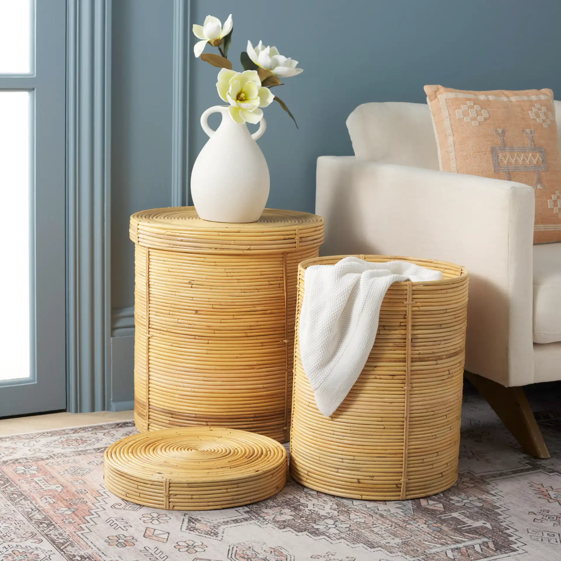Vali Baskets (Set Of 2) in Natural in a styled room