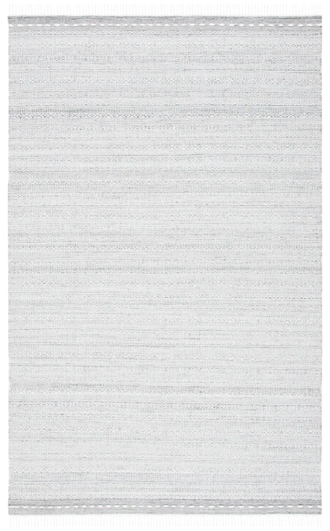 Striped Kilim Tonal Geometric Rug in Gray / Ivory