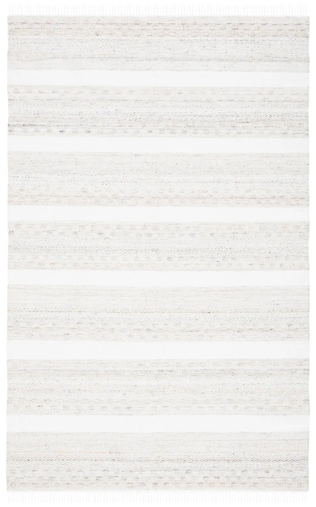 Striped Kilim Scandinavian Textured Rug in Beige / Ivory