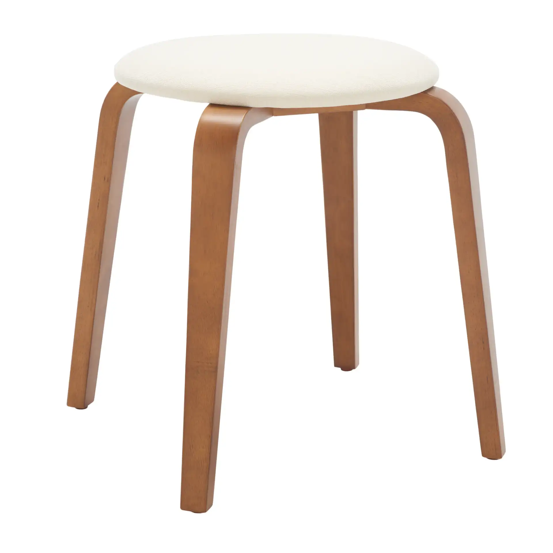 Jo Upholstered Stackable Stool in Walnut / Cream, detail view