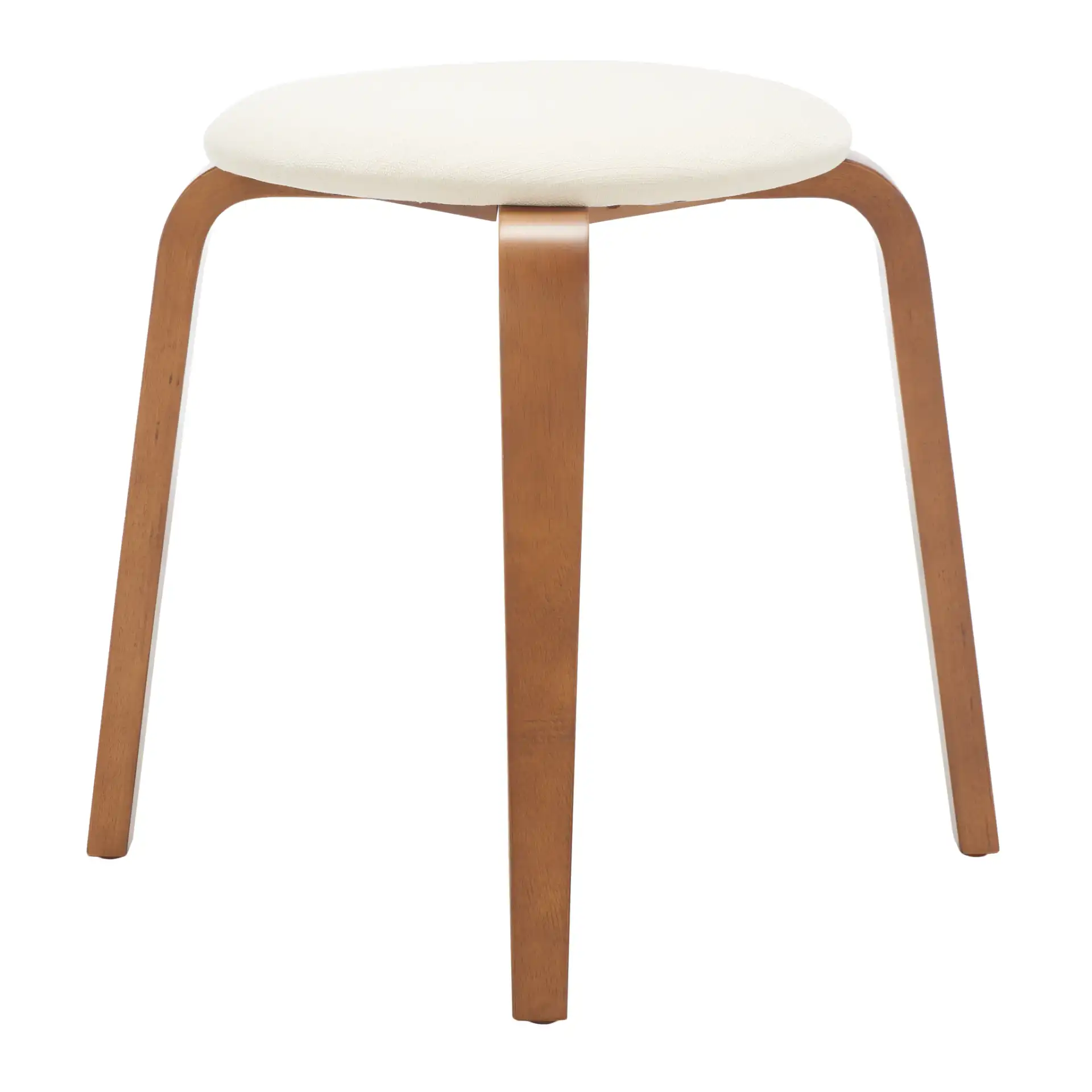 Jo Upholstered Stackable Stool in Walnut / Cream, detail view