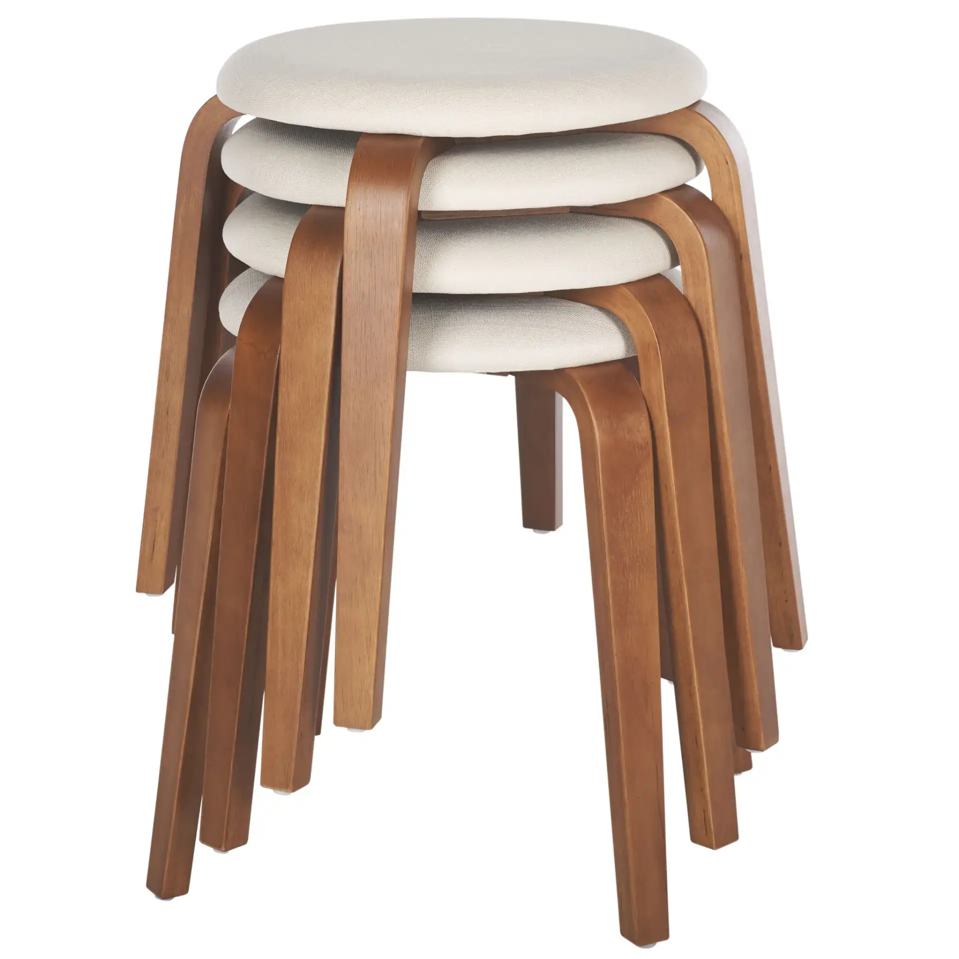 Jo Upholstered Stackable Stool in Walnut / Cream, detail view