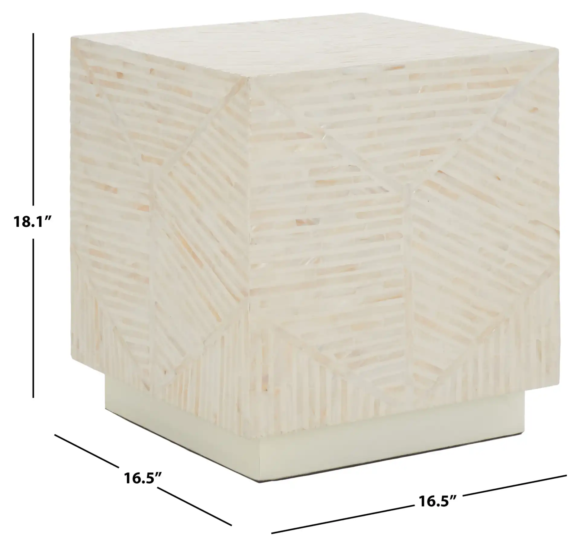 Kiely Square Stool in Champagne, detail view