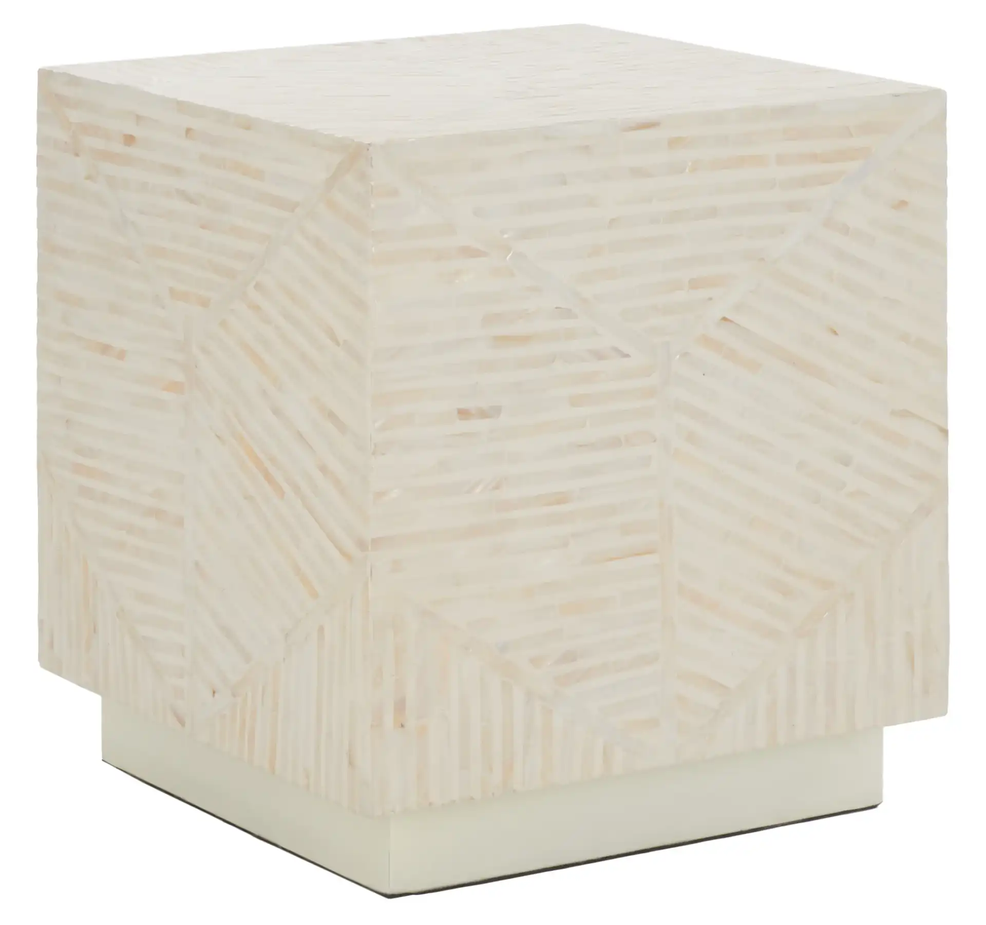 Kiely Square Stool in Champagne, detail view