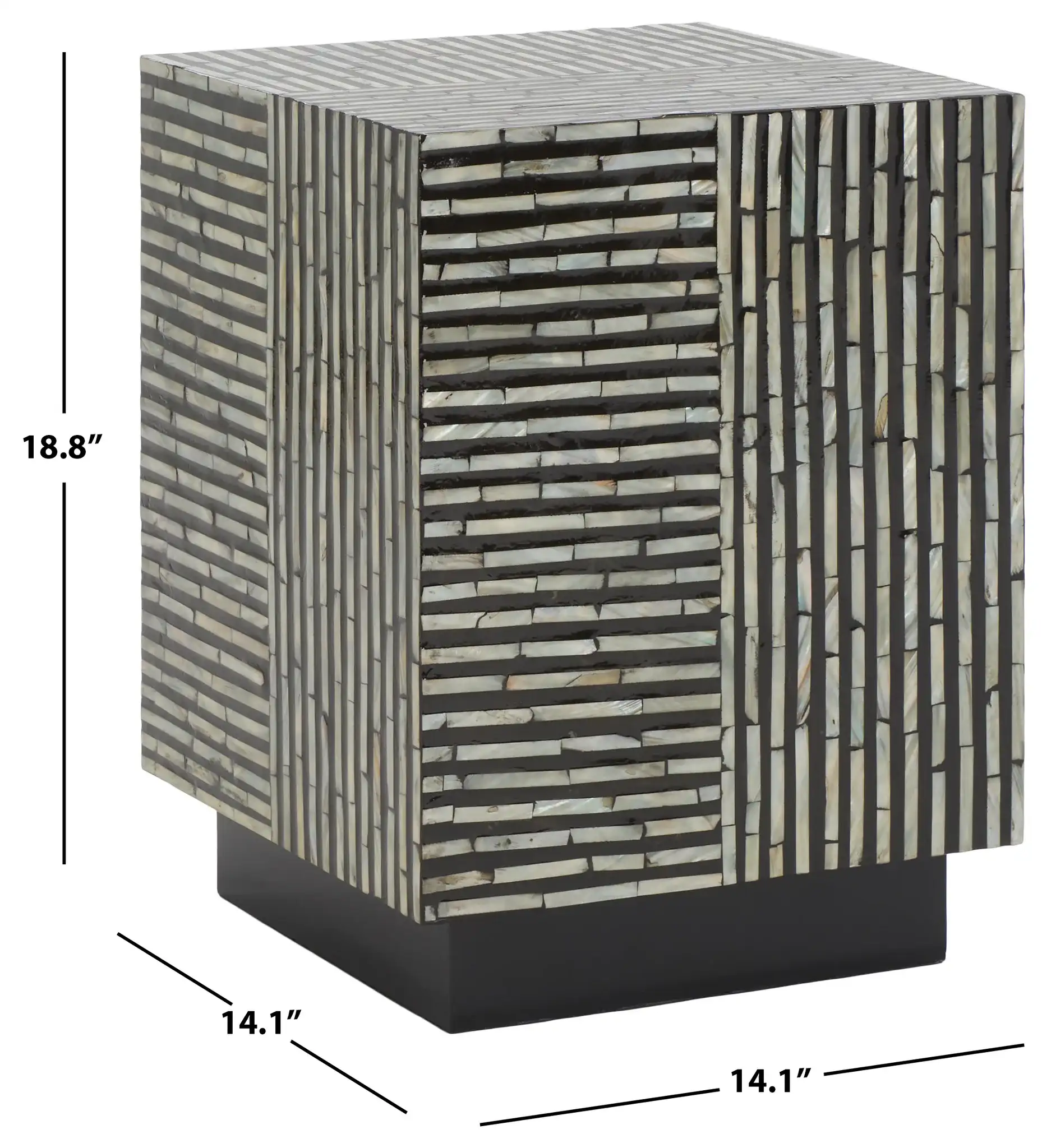 Hamza Square Stool in Multicolor / Black, detail view