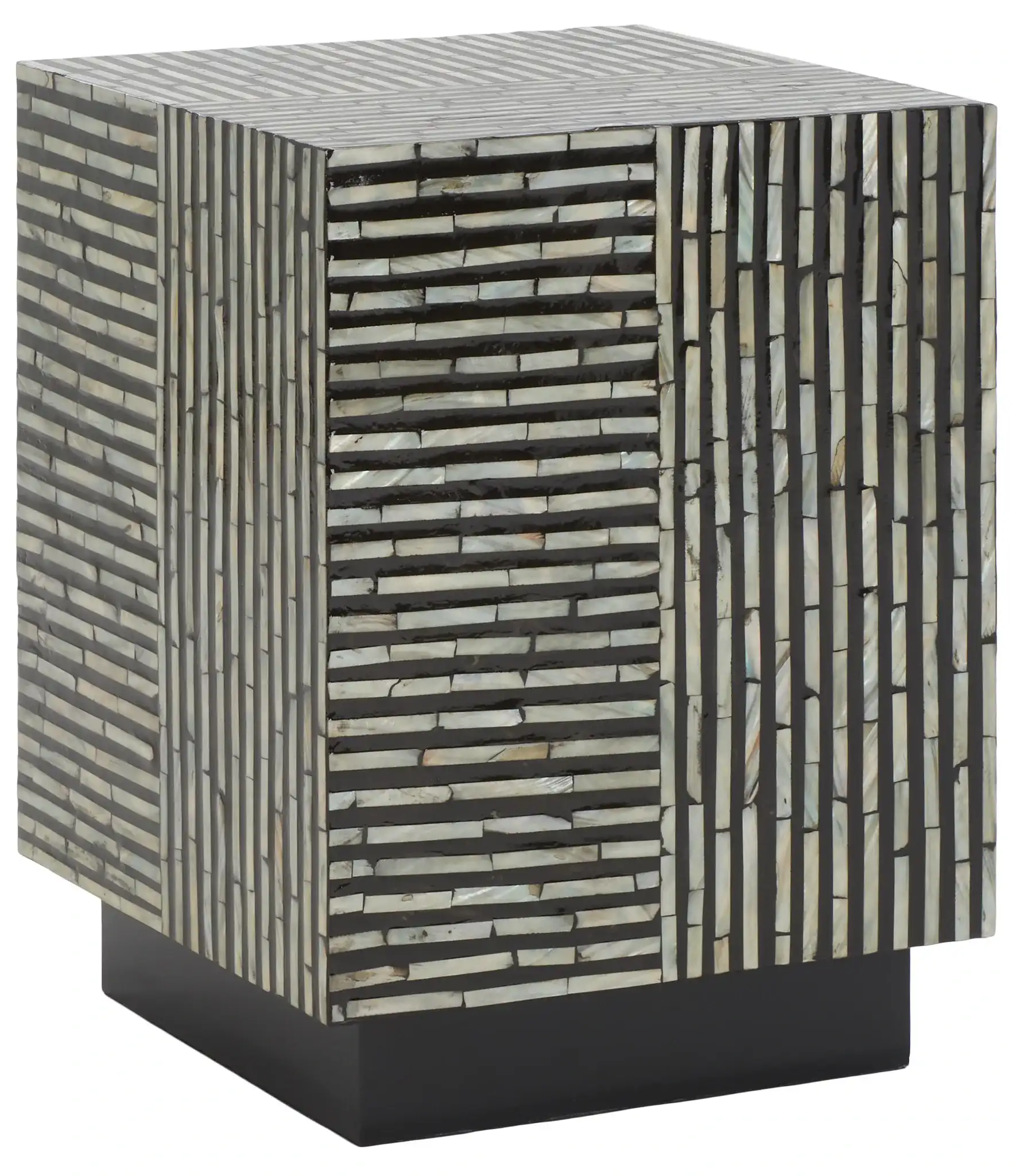 Hamza Square Stool in Multicolor / Black, detail view