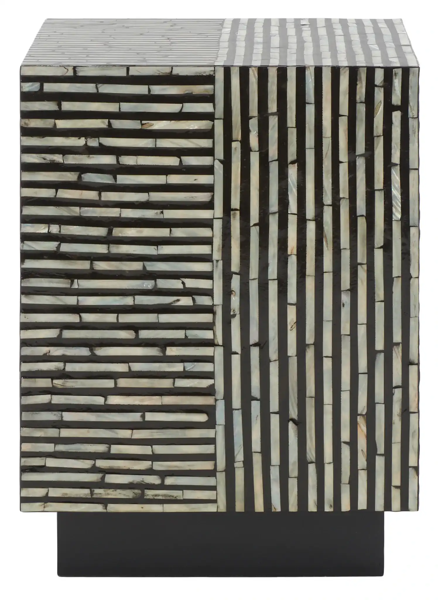 Hamza Square Stool in Multicolor / Black, detail view