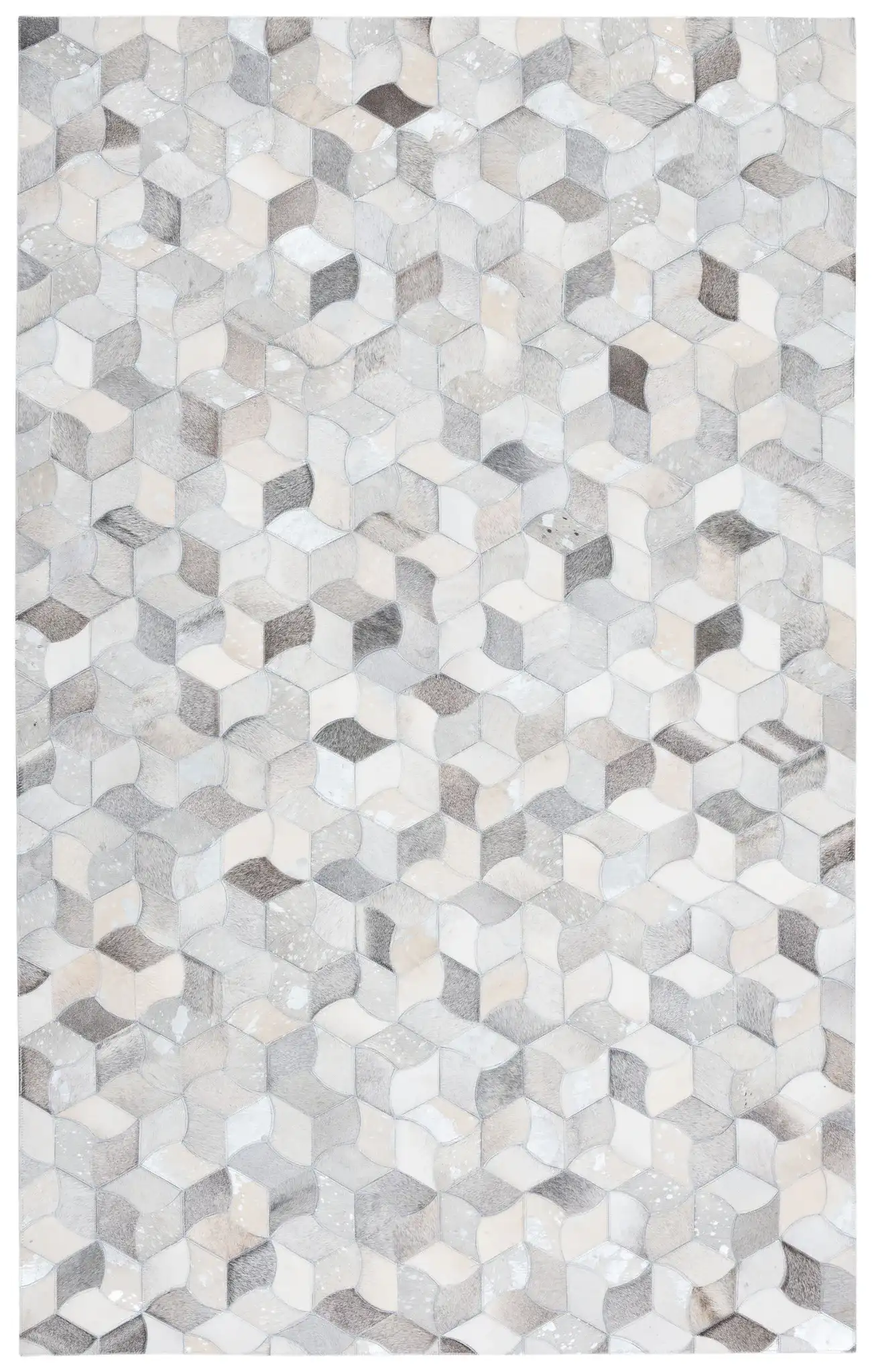 Studio Leather Cube Flatweave Rug in Ivory / Gray