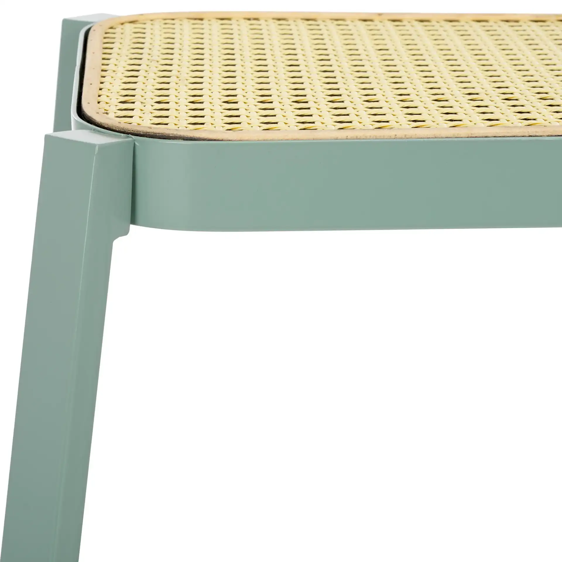 Palmyra Cane Stool in Aqua Smoke / Natural in a styled room