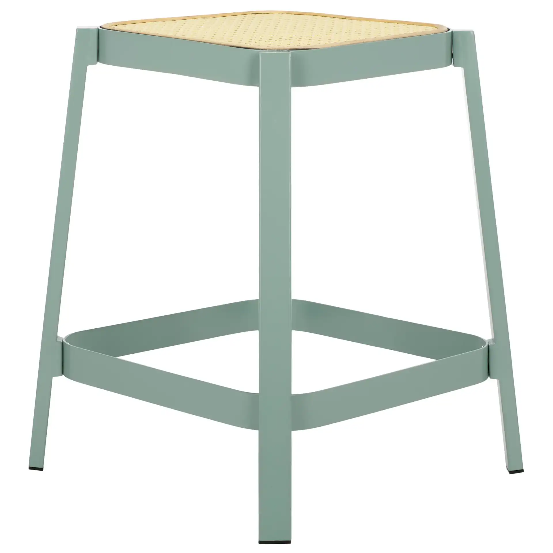 Palmyra Cane Stool in Aqua Smoke / Natural, detail view