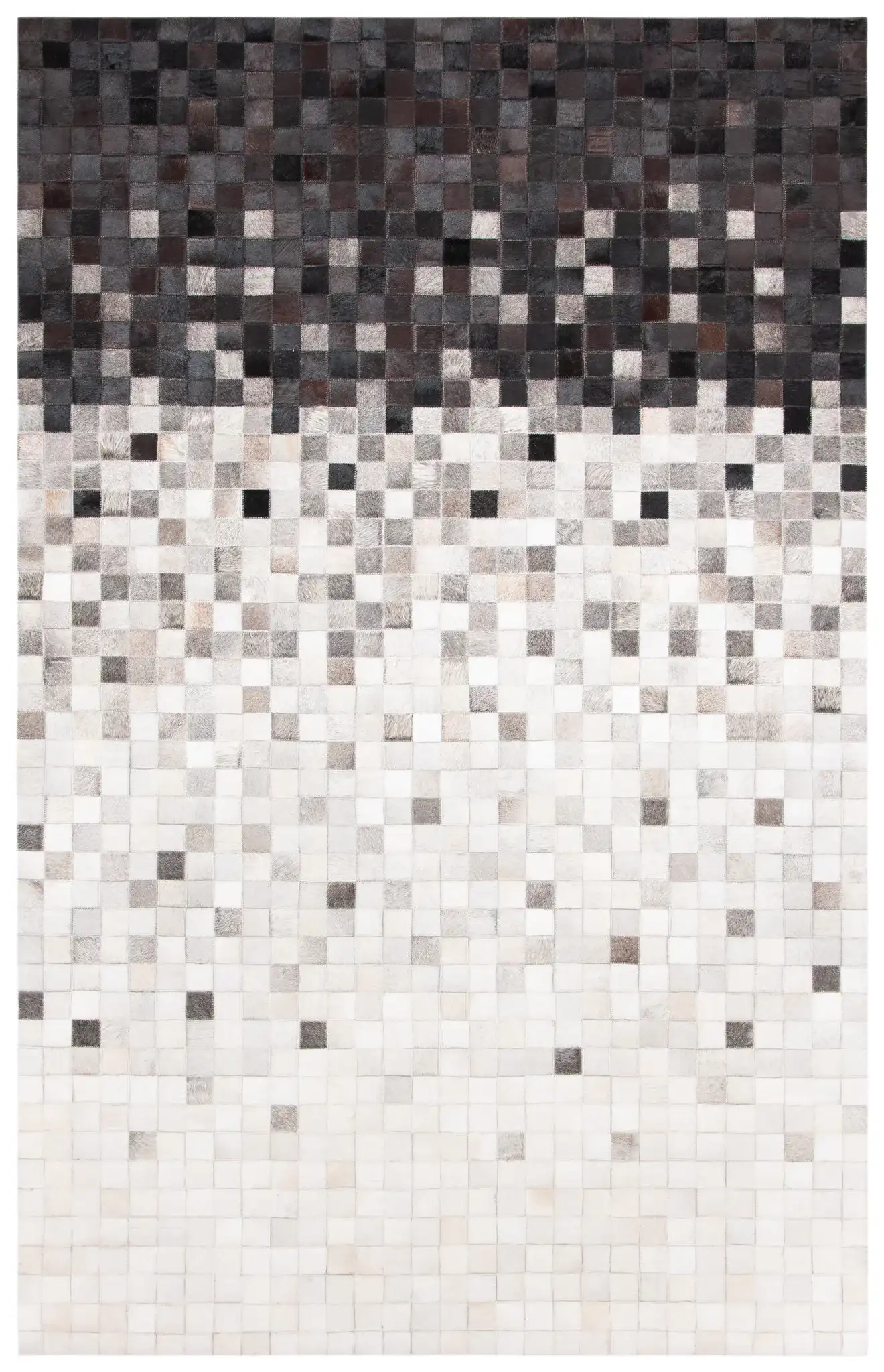 Studio Leather Gradient Grid Hand-Woven Rug in Ivory / Black