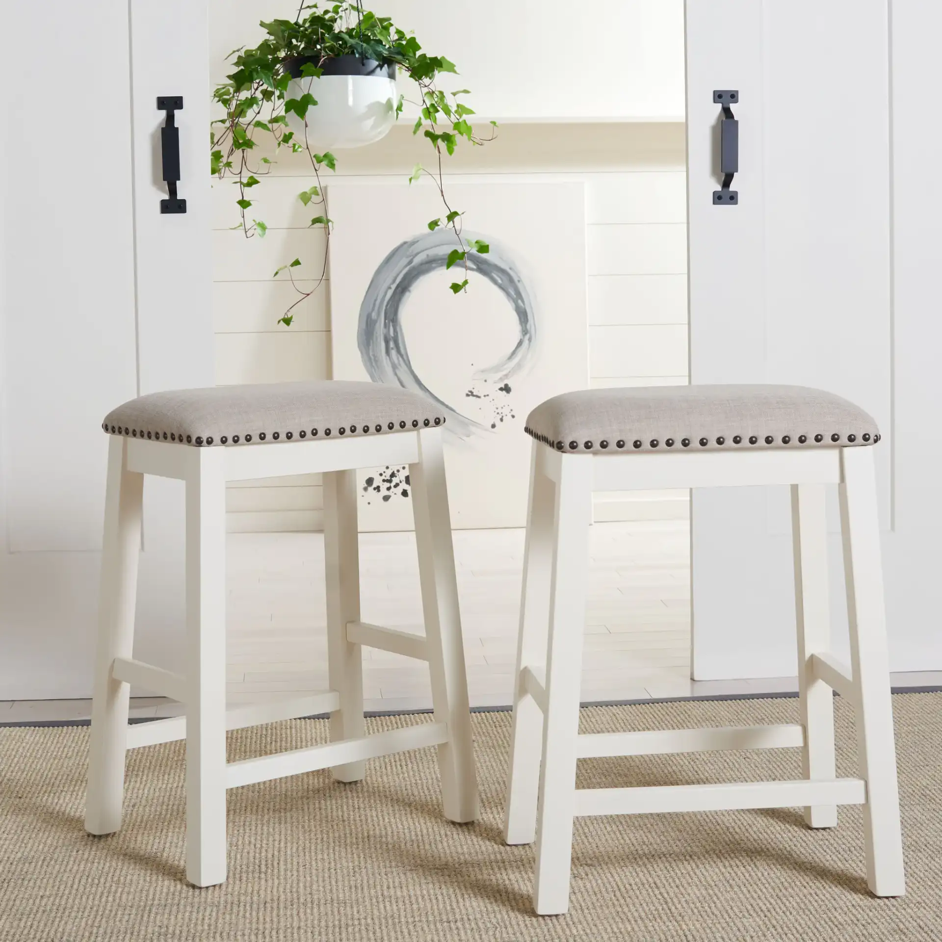 Aero Counter Stool (Set of 2) in White in a styled room