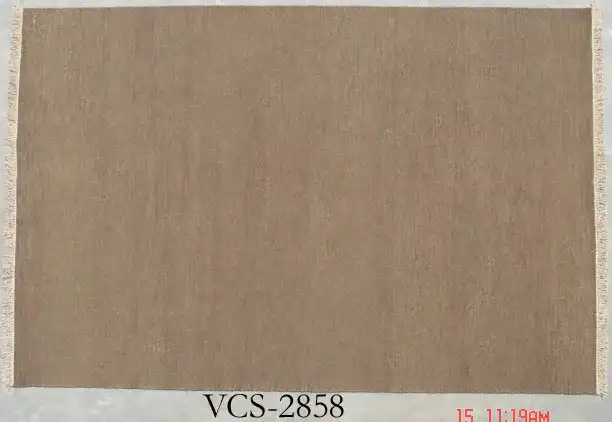 Sumak Solid Ribbed Wool Rug in Mouse / Brown