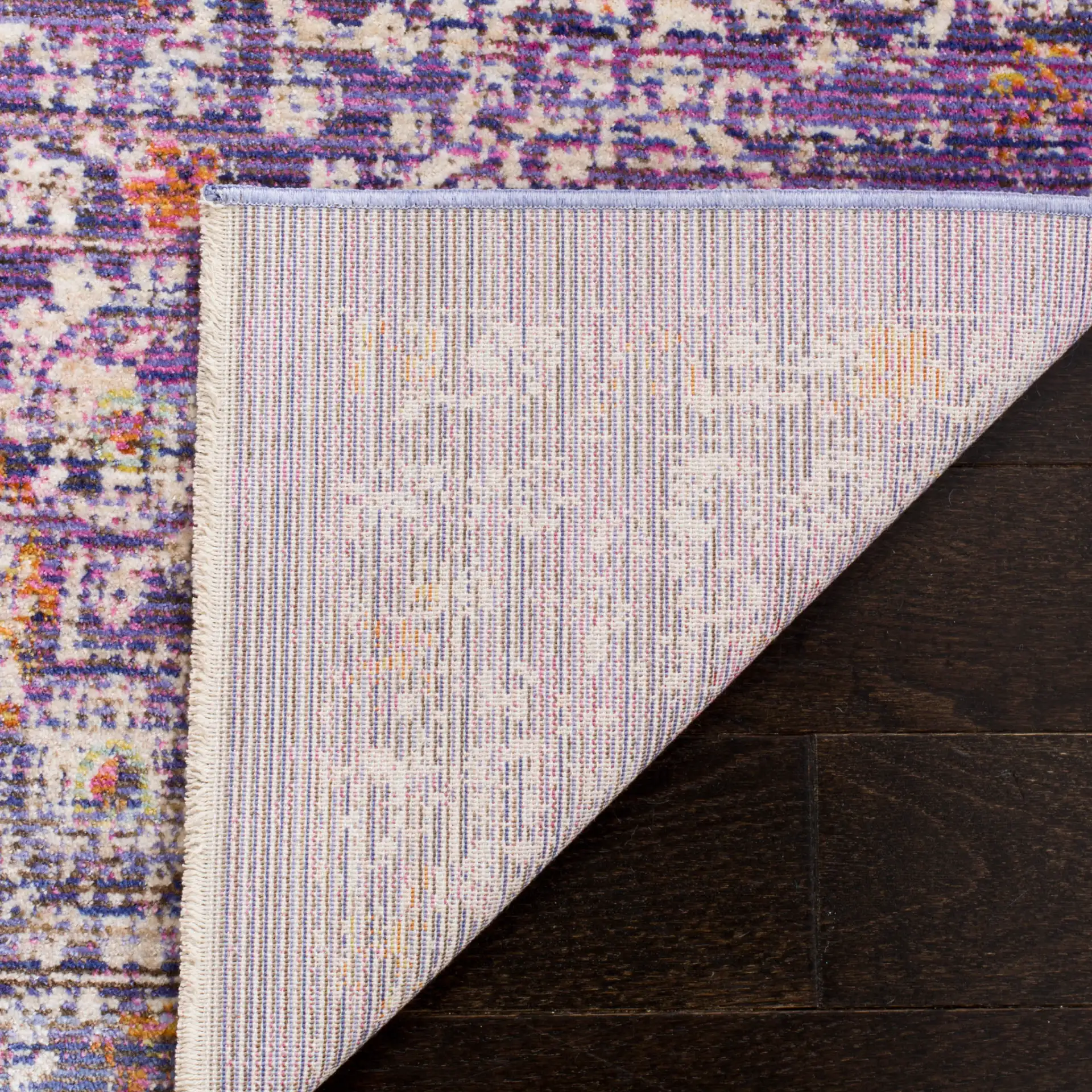 Sutton Medallion Bordered Rug in Lavender / Ivory in a styled room