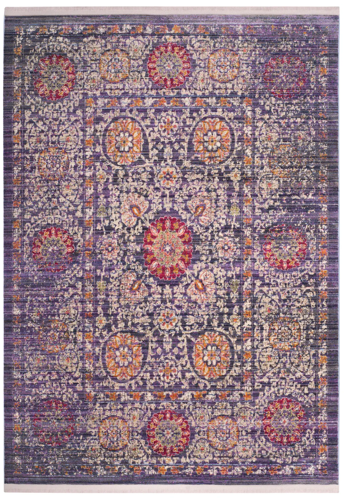 Sutton Medallion Bordered Rug in Lavender / Ivory, detail view