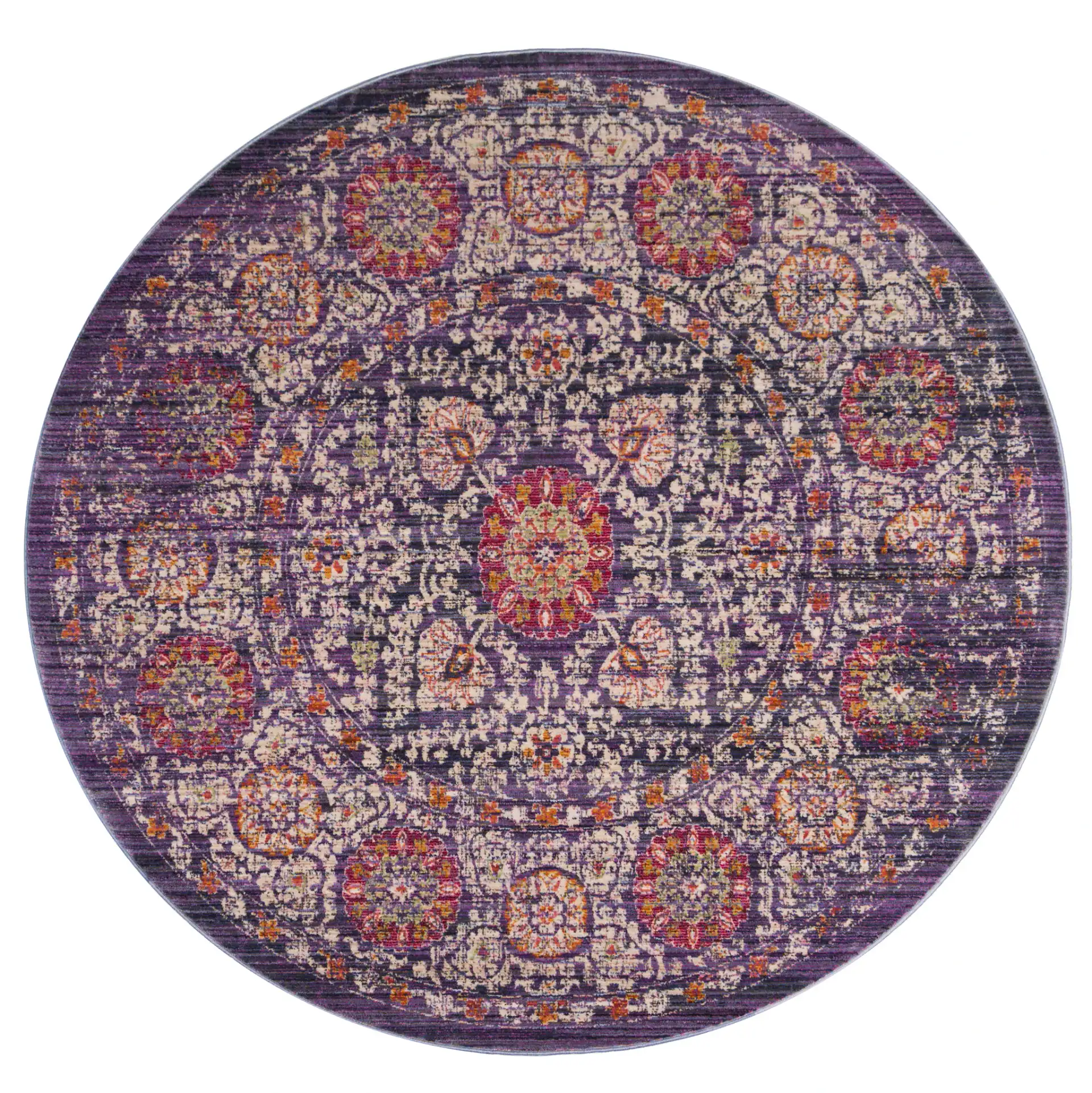 Sutton Medallion Bordered Rug in Lavender / Ivory, detail view