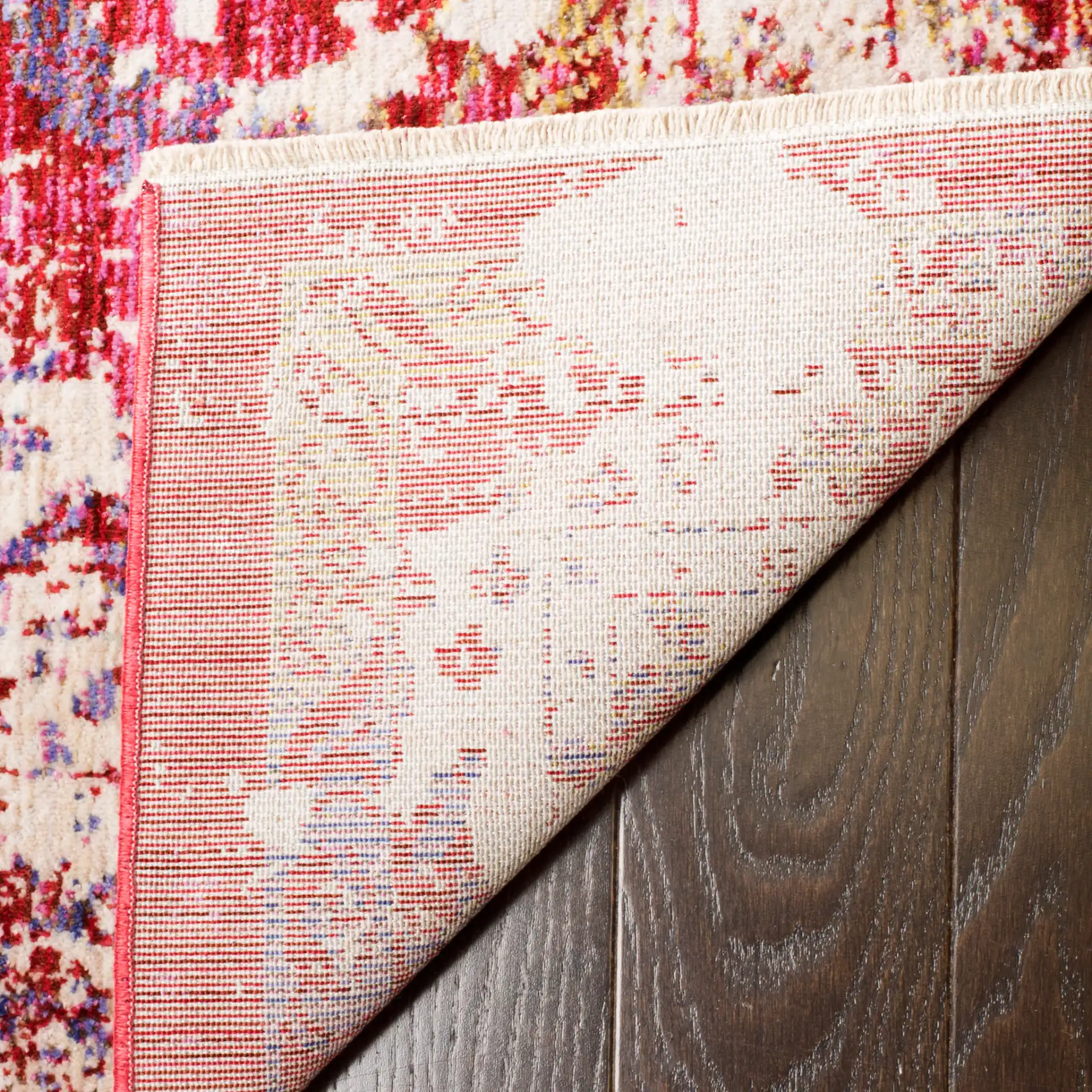 Sutton Distressed Medallion Rug in Fuchsia / Ivory in a styled room