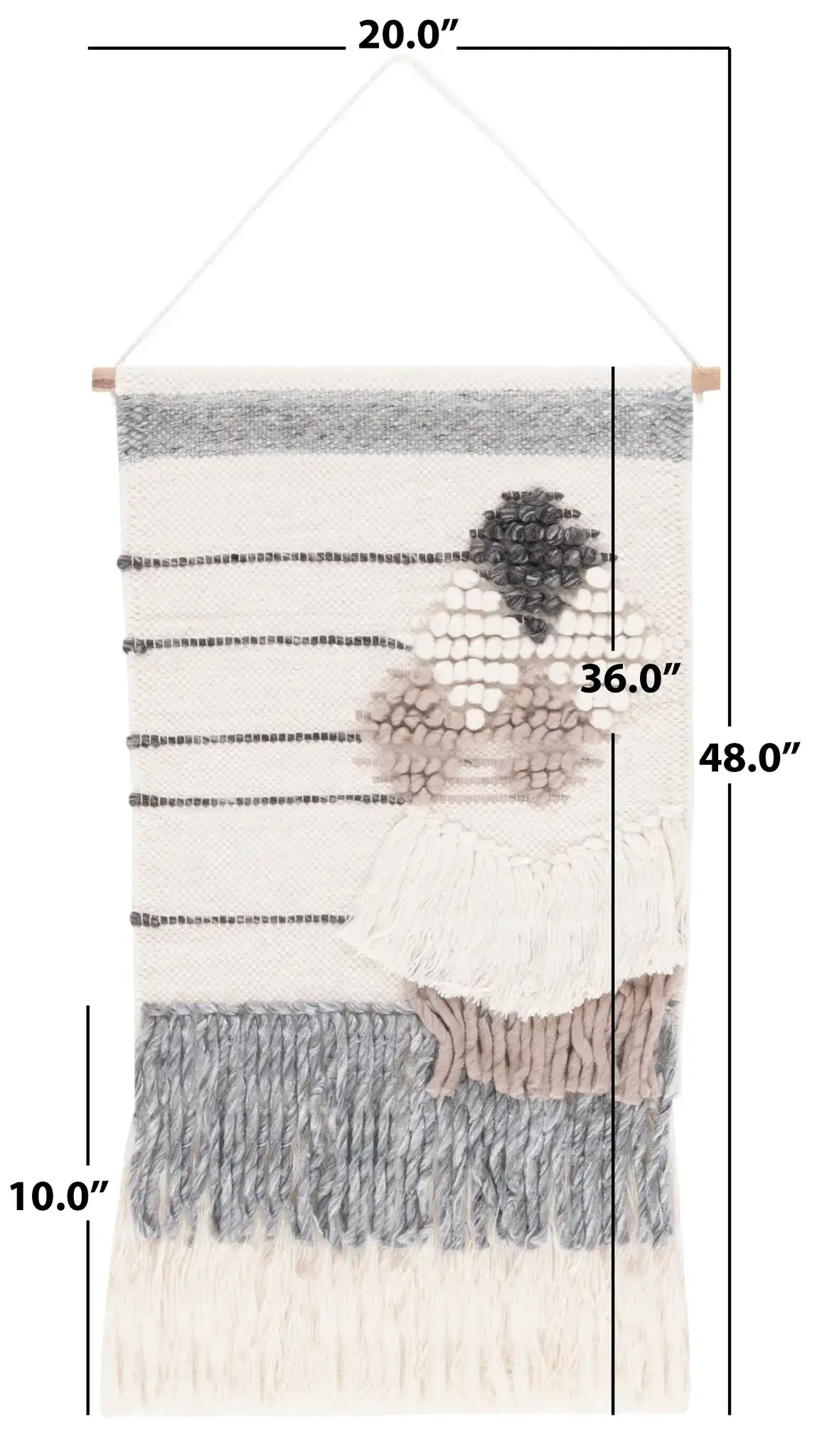 Sedona Woven Wall Art 207 in Ivory / Gray, detail view