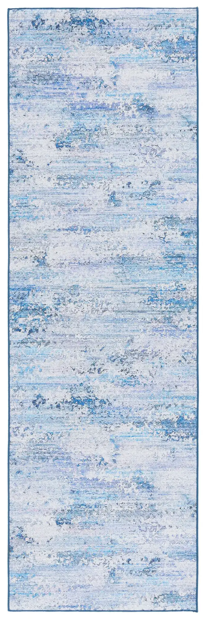 Tacoma Distressed Linear Washable Rug in Gray / Blue