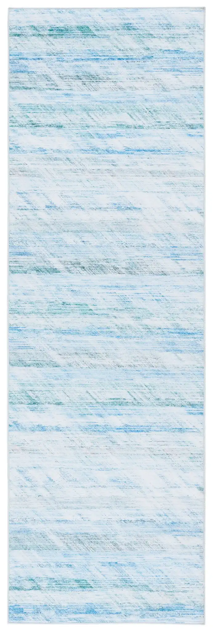 Tacoma Striated Abstract Washable Rug in Gray / Aqua