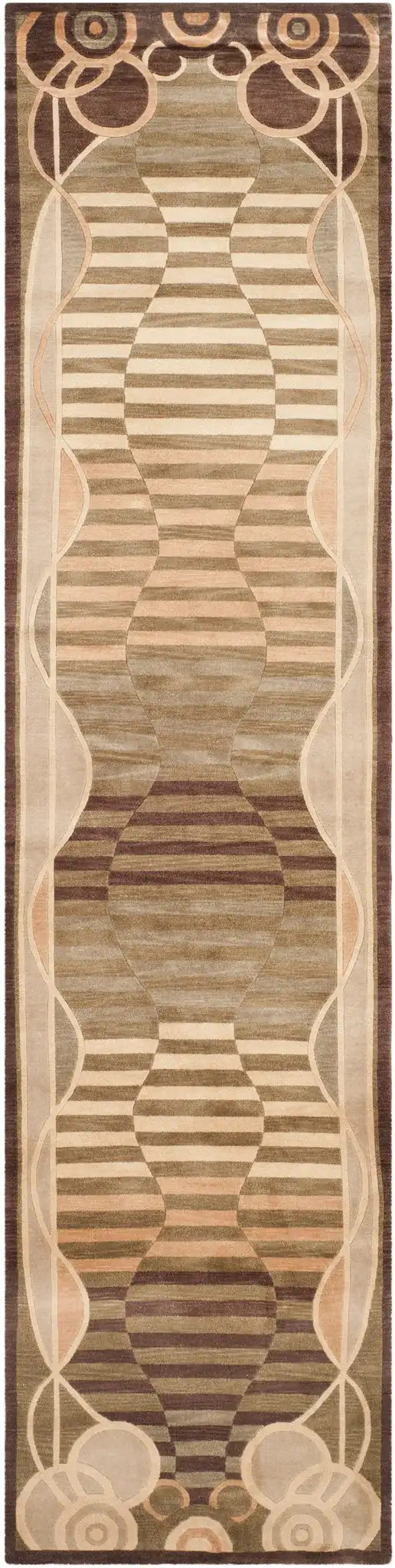 Tibetan Deco Hourglass Hand-Knotted Wool Rug in Multicolor