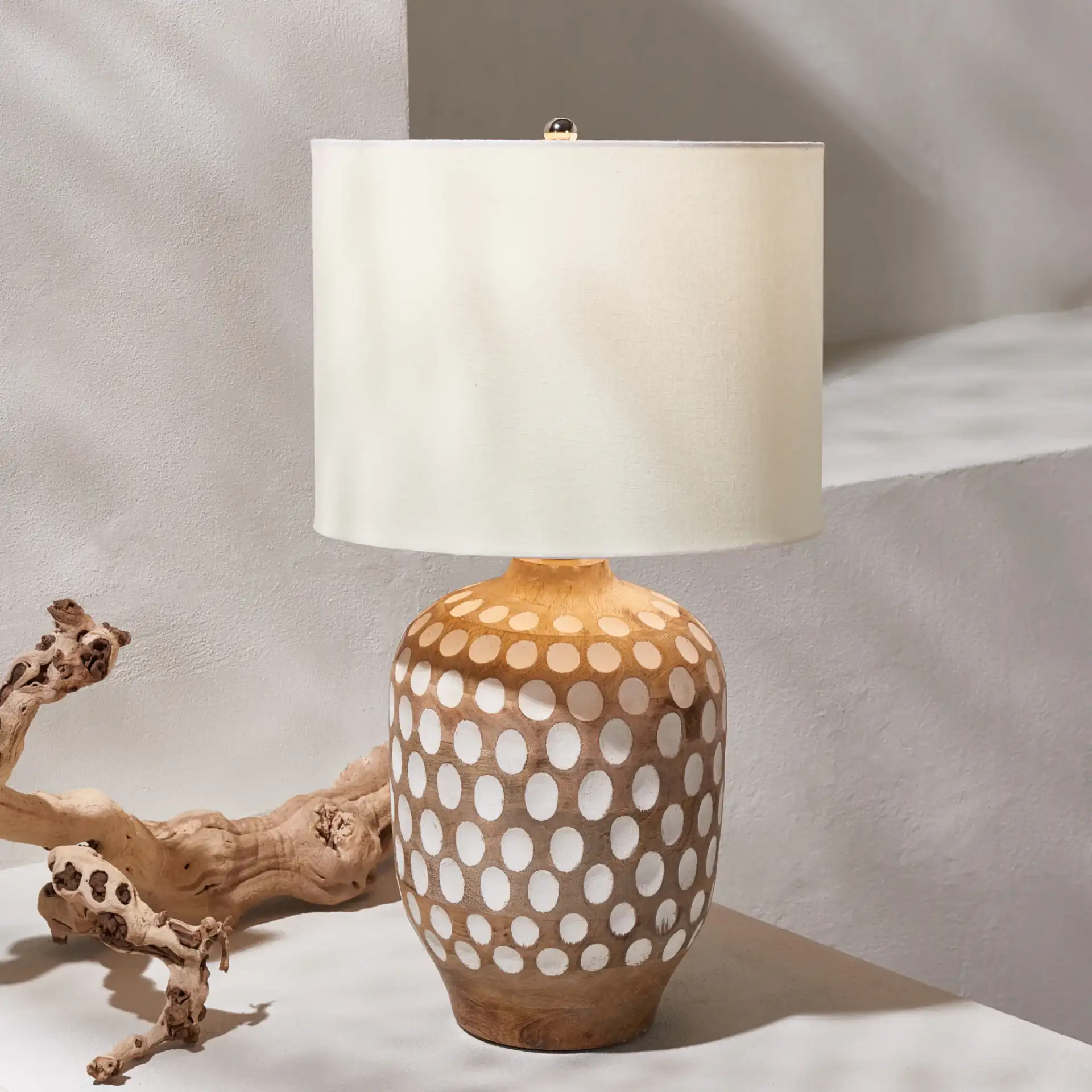 Oriole Table Lamp in Natural in a styled room