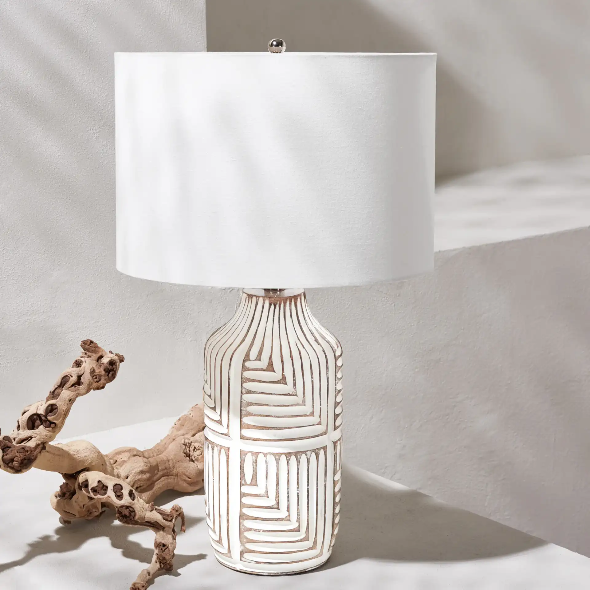 Dione Table Lamp in Ivory in a styled room