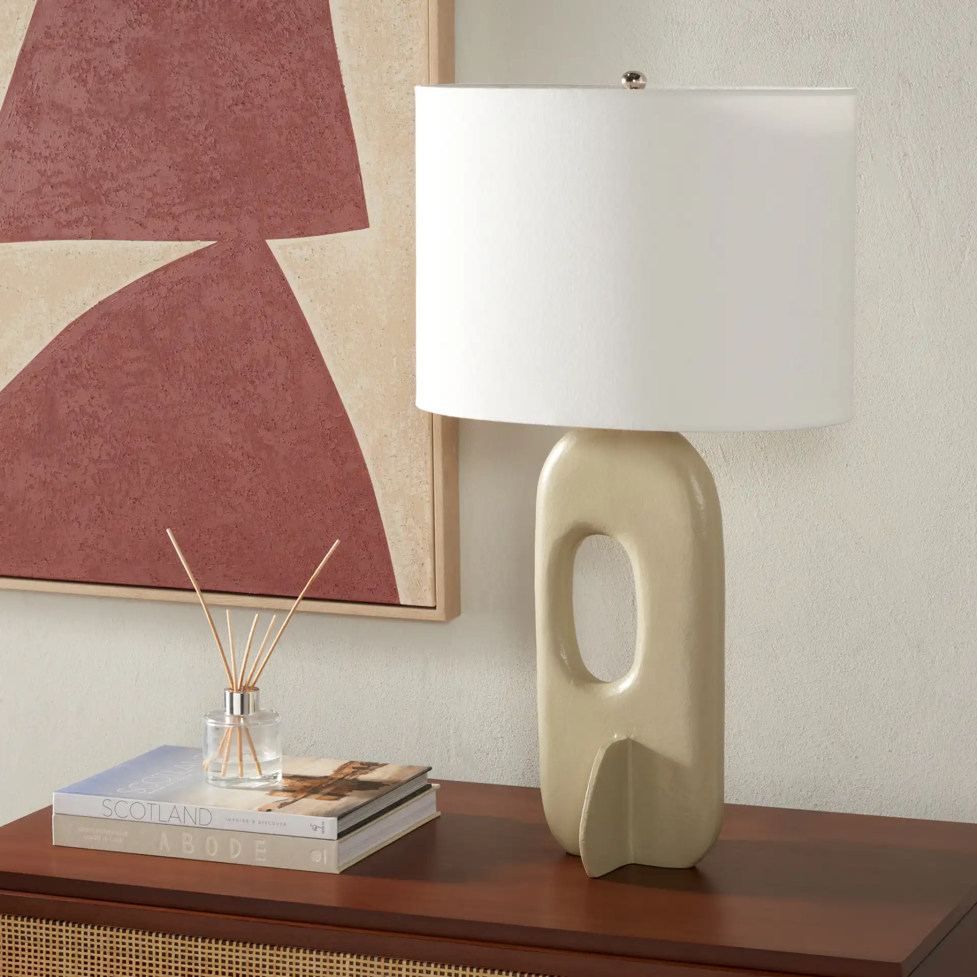Bryla Table Lamp in Off-White in a styled room