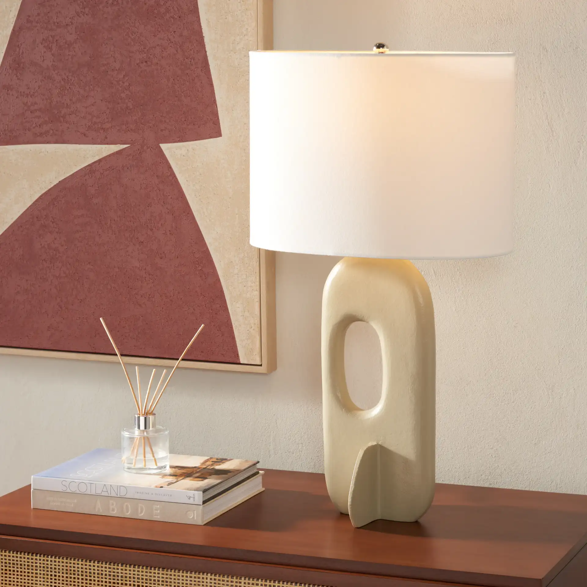 Bryla Table Lamp in Off-White in a styled room