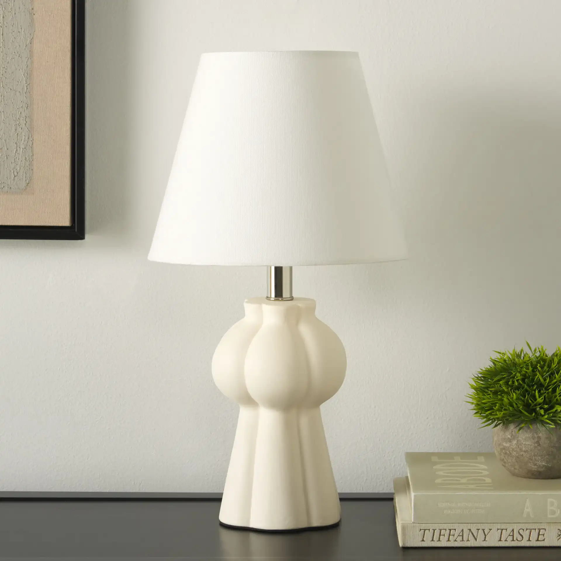 Tolia Table Lamp in Off-White in a styled room