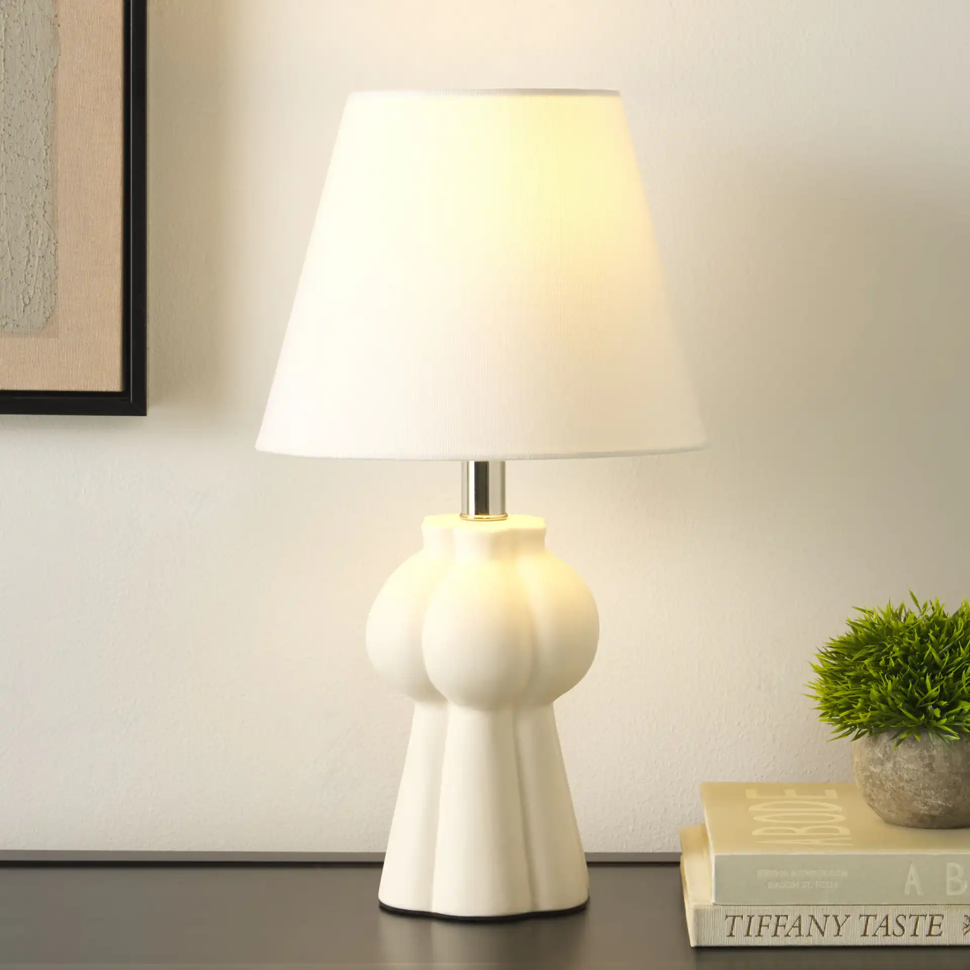Tolia Table Lamp in Off-White in a styled room
