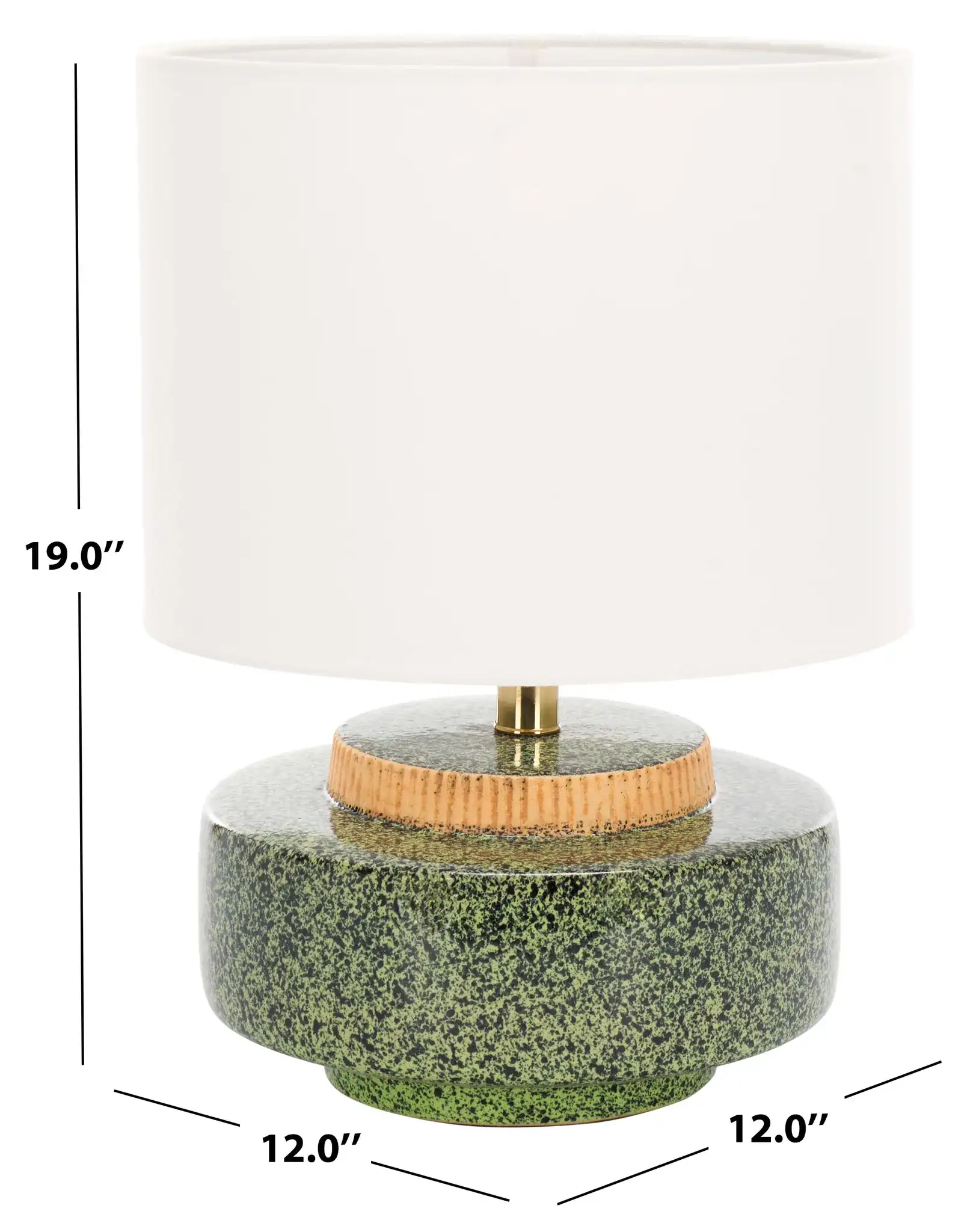 Chels Table Lamp in Green / Brass, detail view