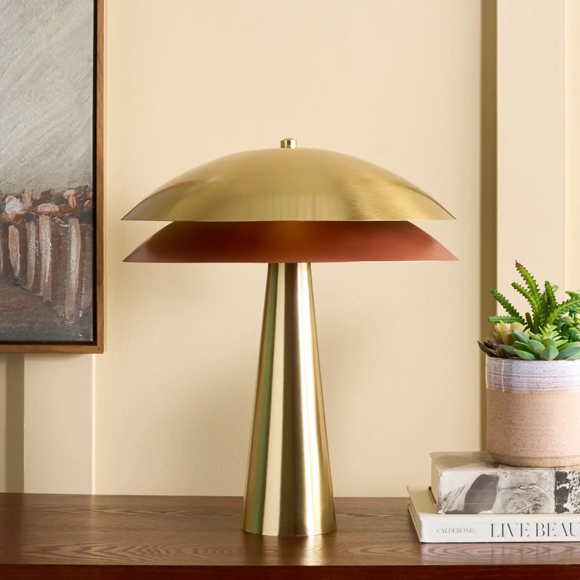Rafaela Table Lamp in Brass in a styled room
