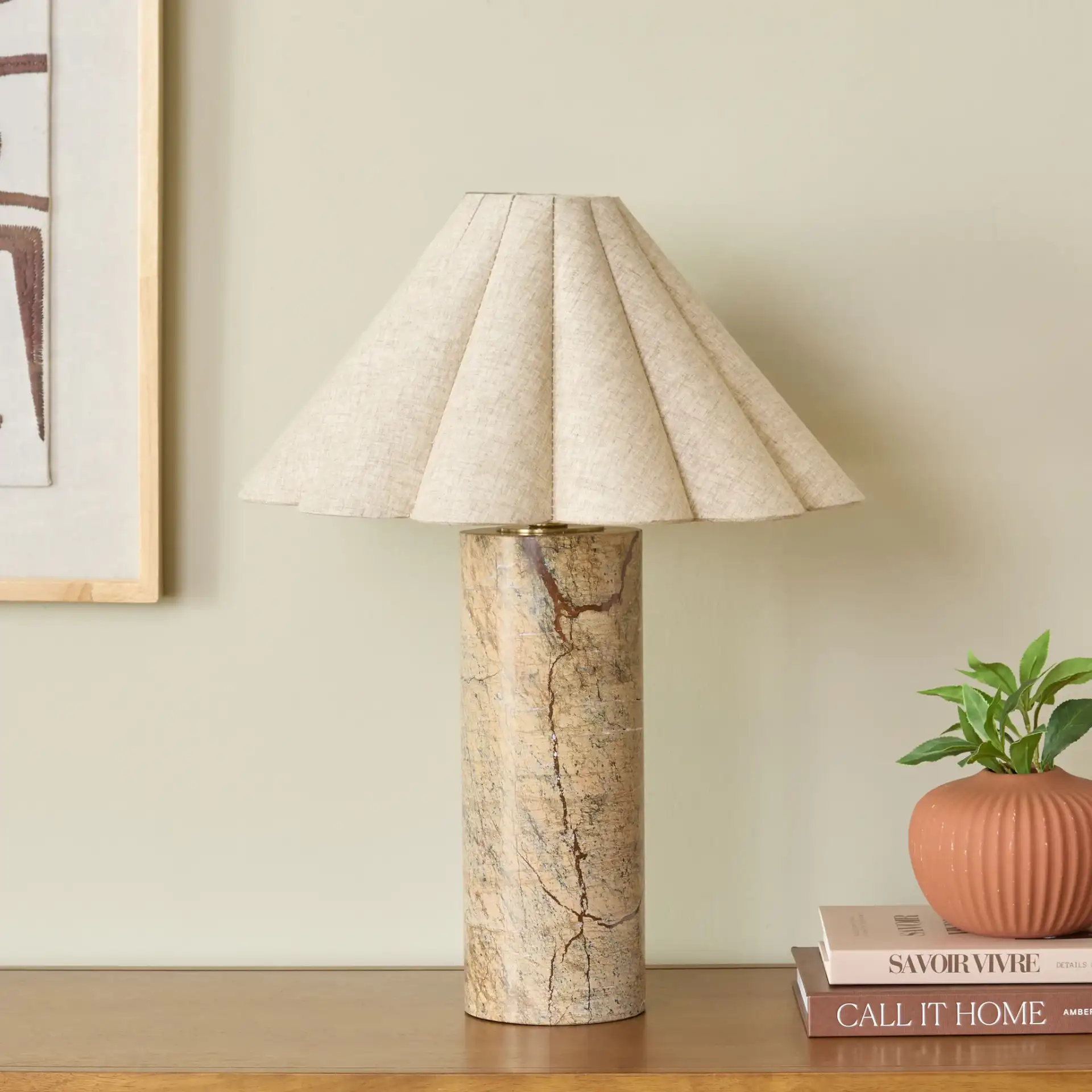 Emilie Table Lamp in Natural / Beige in a styled room