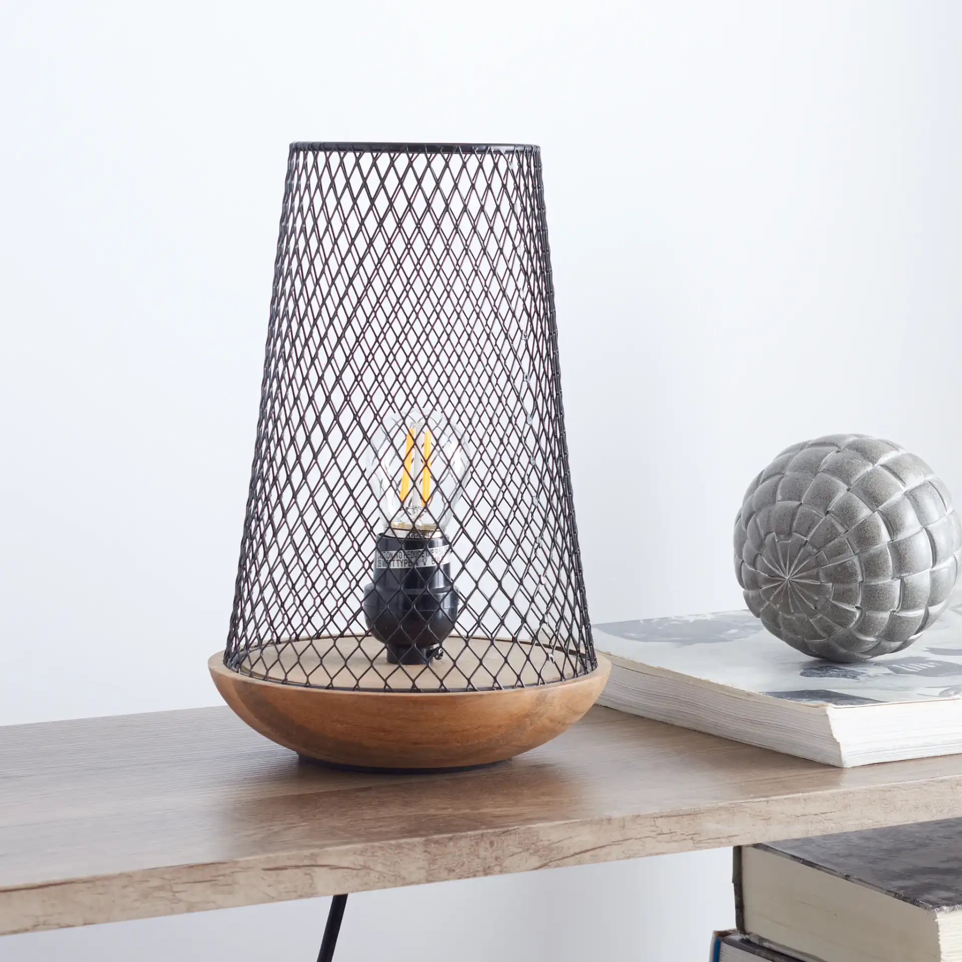 Haynes Table Lamp in Black / Natural in a styled room