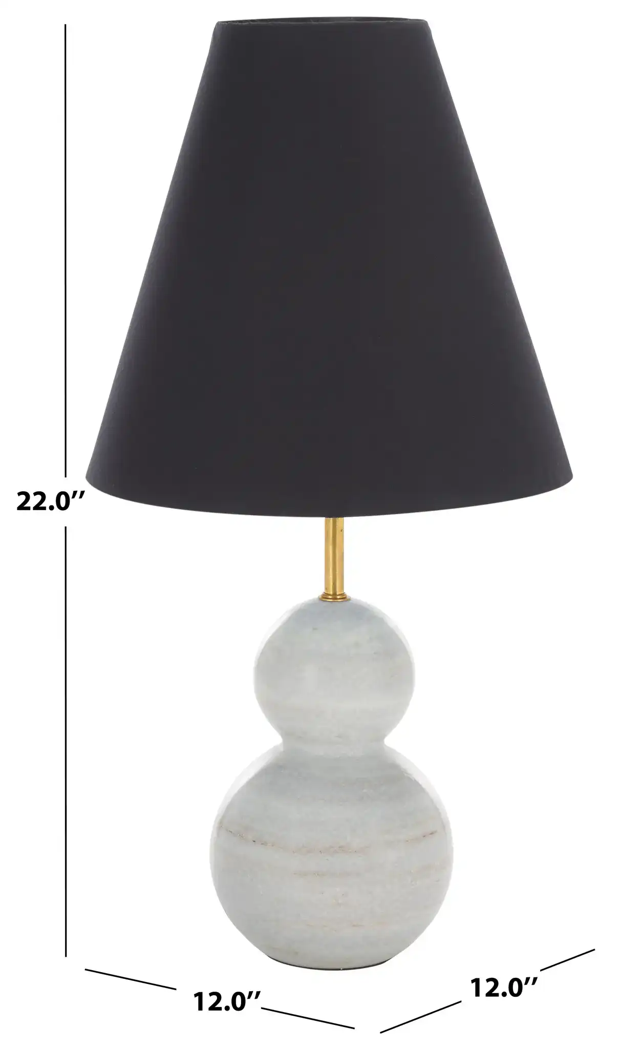 Evadne Table Lamp in Black / White, detail view