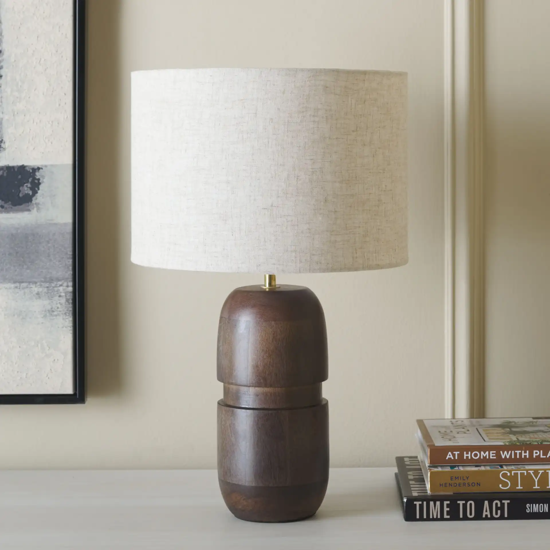 Nami Table Lamp in Natural in a styled room