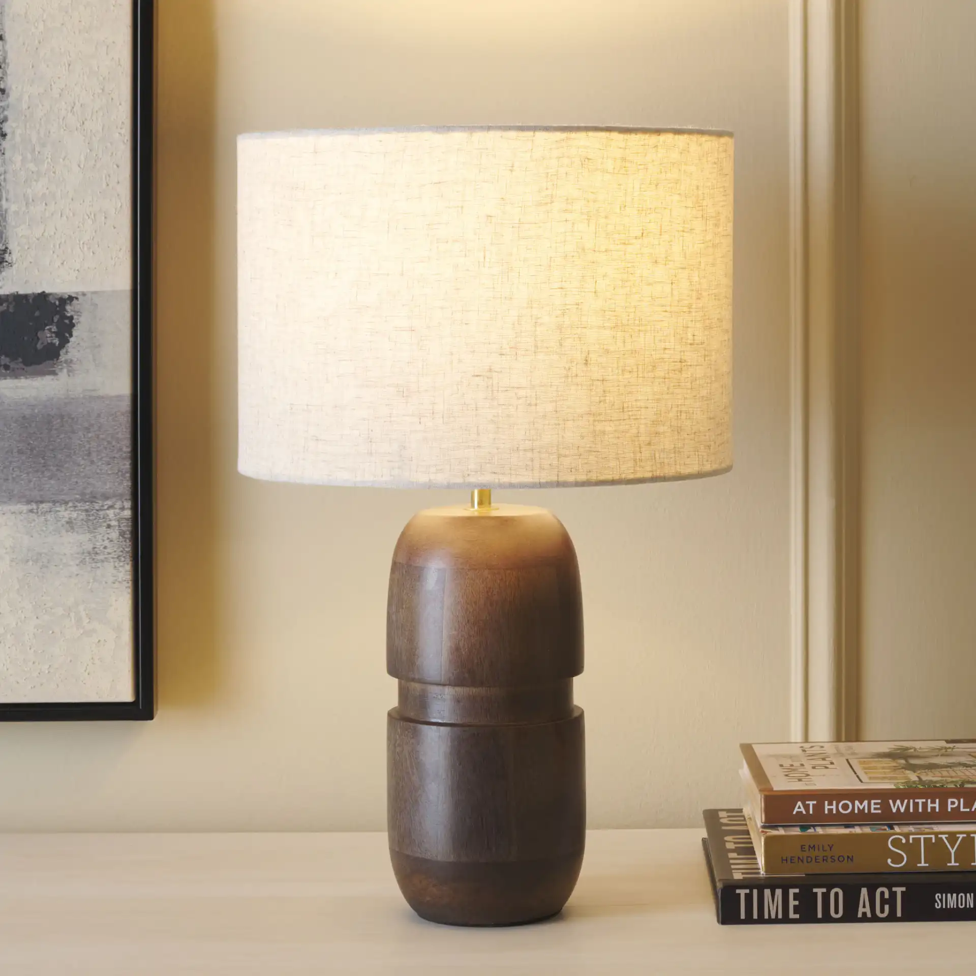 Nami Table Lamp in Natural in a styled room