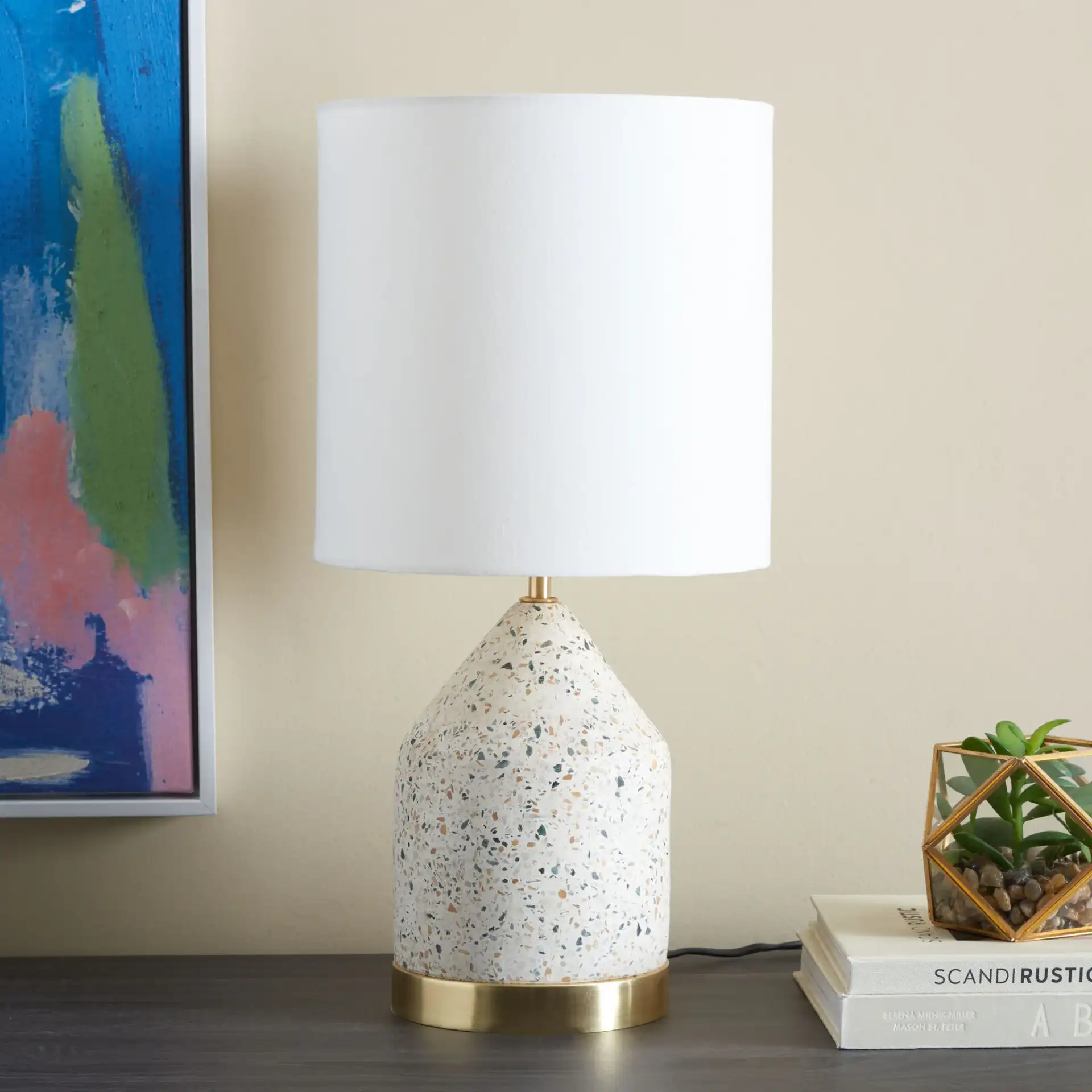 Nicolai Bottle Table Lamp in White / Gold in a styled room
