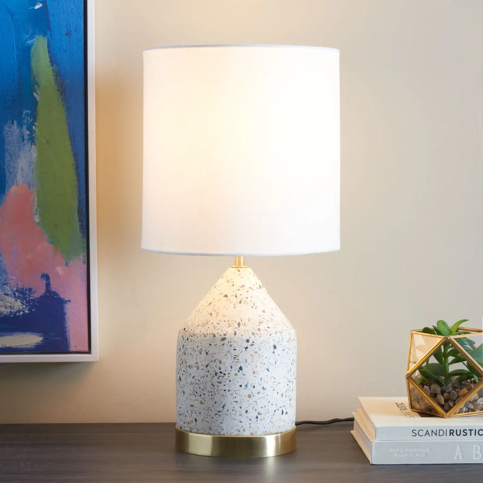 Nicolai Bottle Table Lamp in White / Gold in a styled room