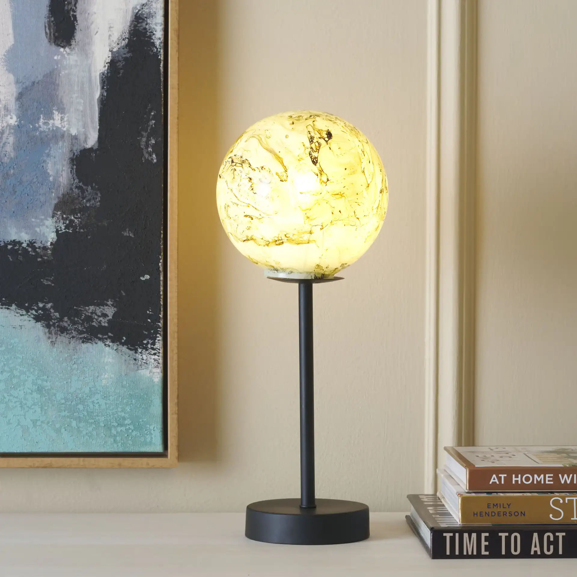Zadie Table Lamp in Black / Multicolor in a styled room