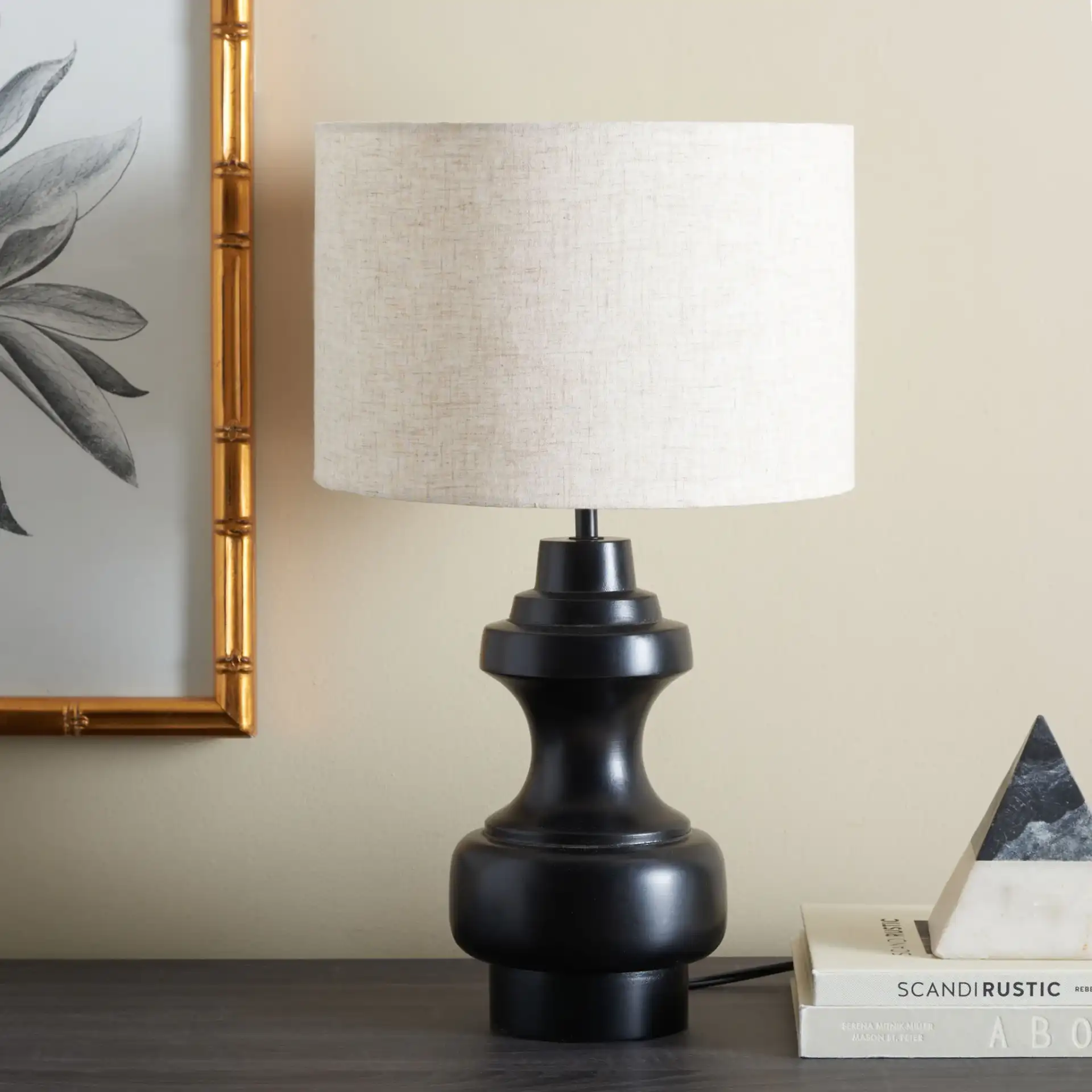 Junko Table Lamp in Black in a styled room