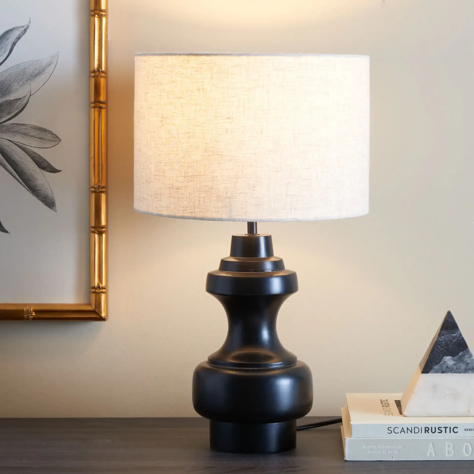 Junko Table Lamp in Black in a styled room