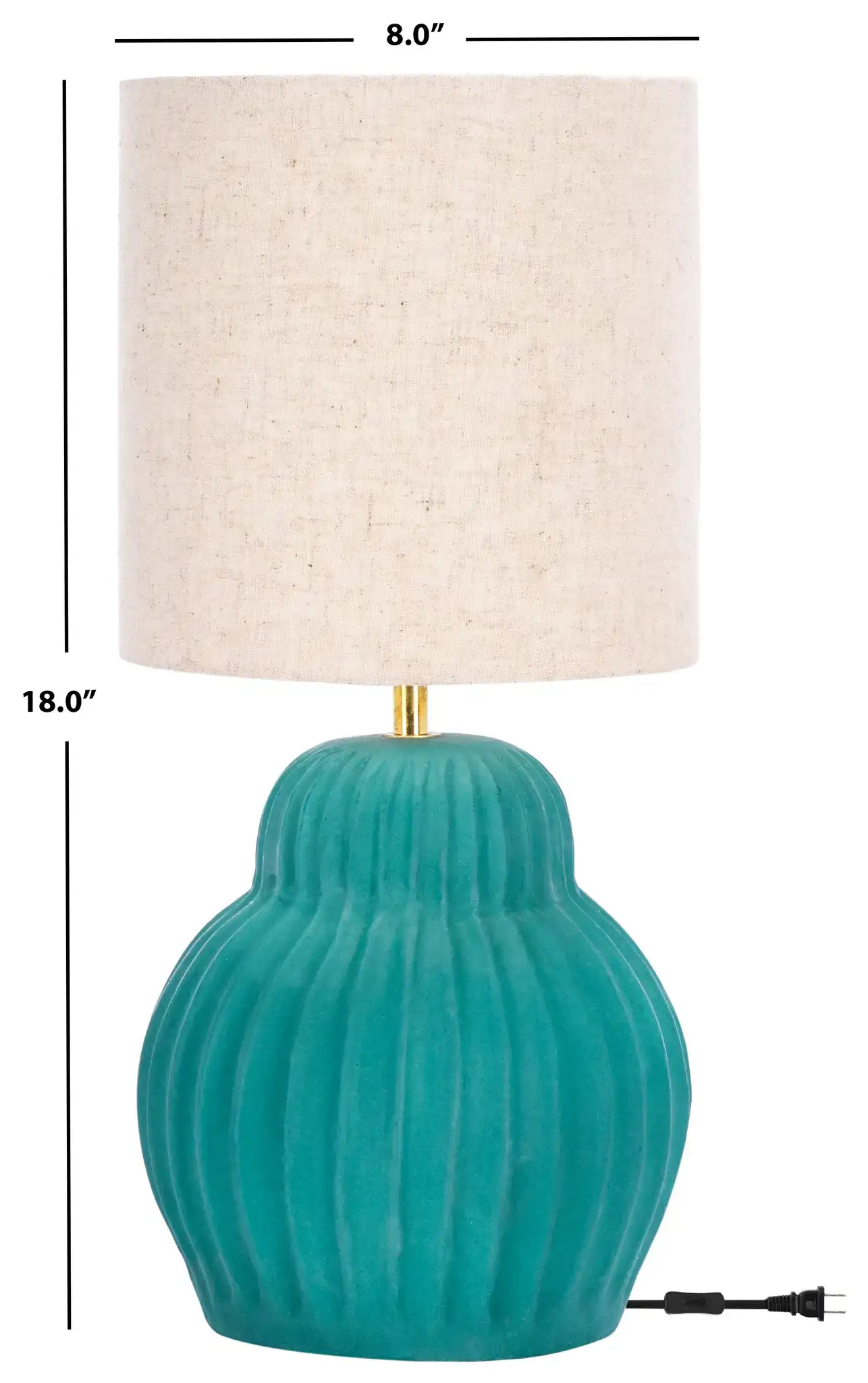 Destryn Table Lamp in Teal, detail view