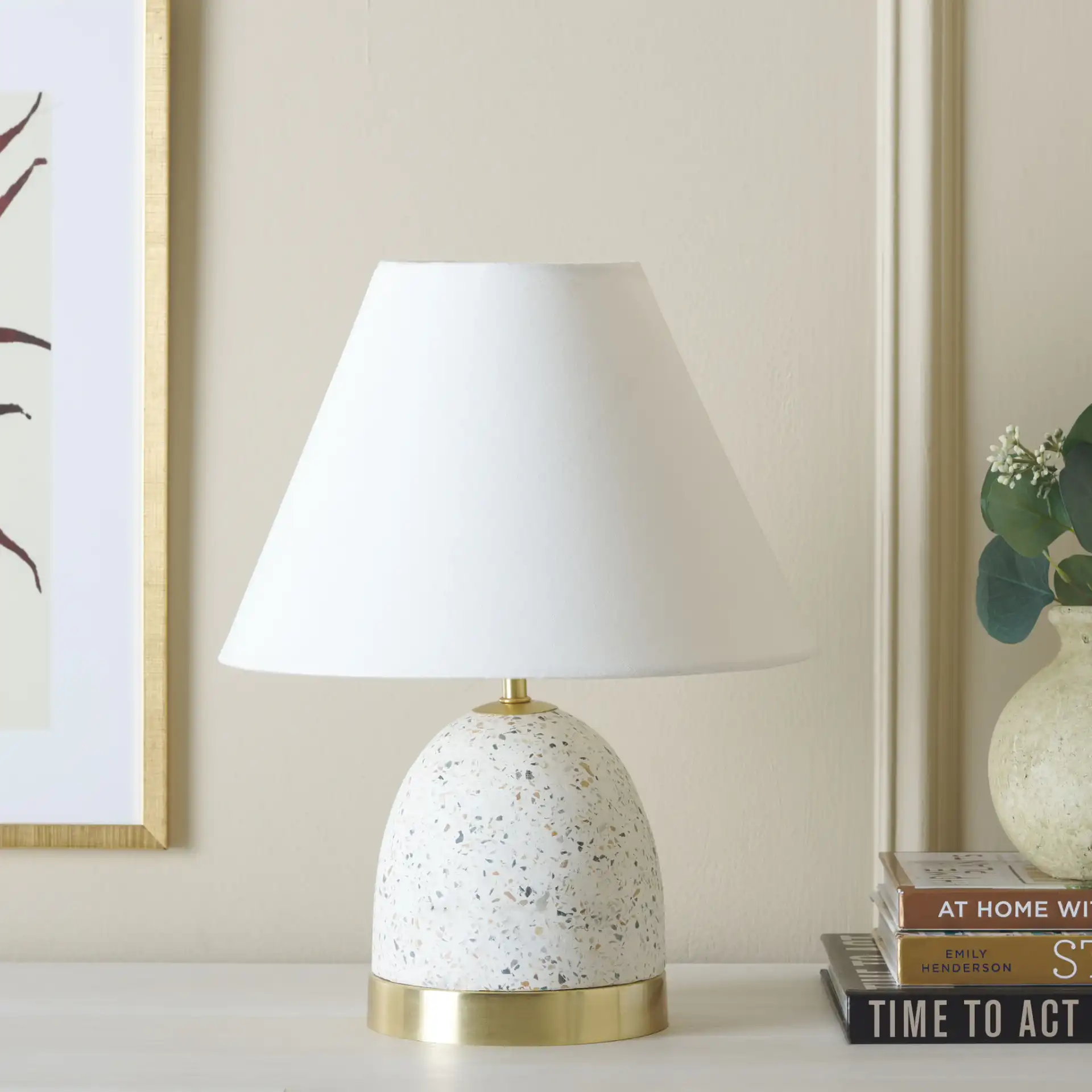 Nicolai Table Lamp in White / Gold in a styled room