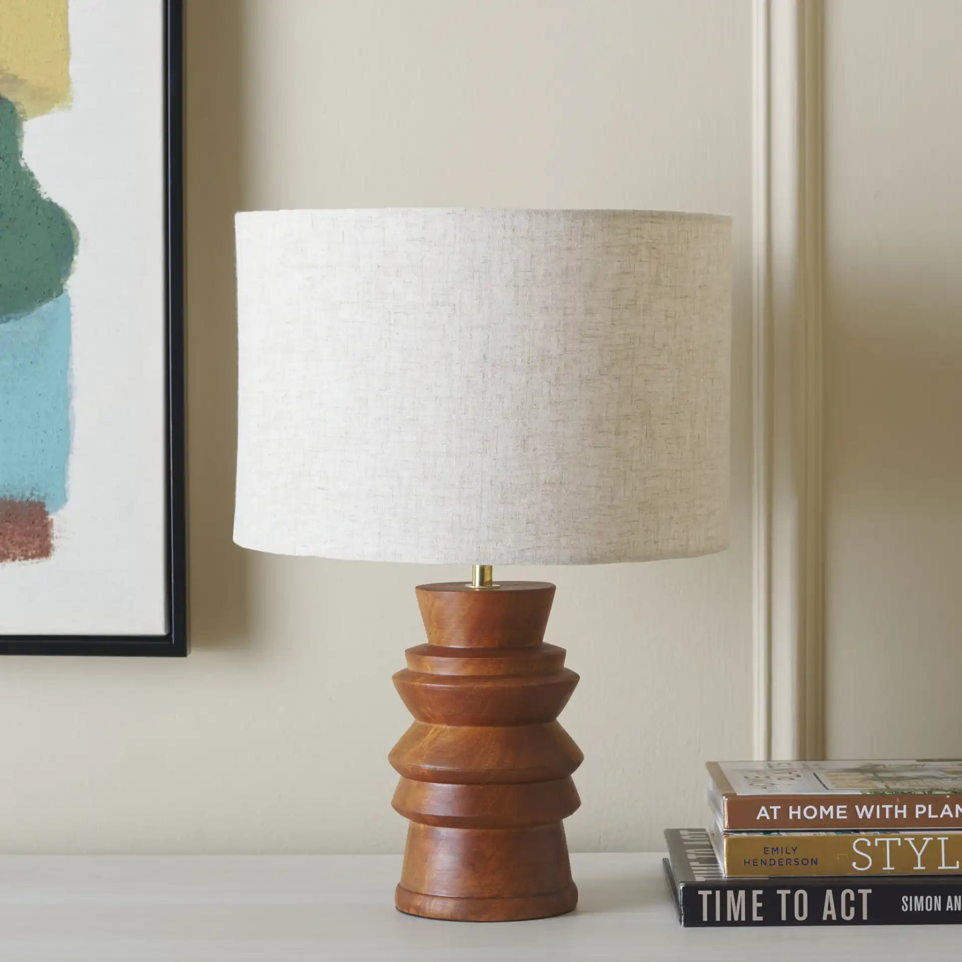 Rodi Table Lamp in Natural in a styled room